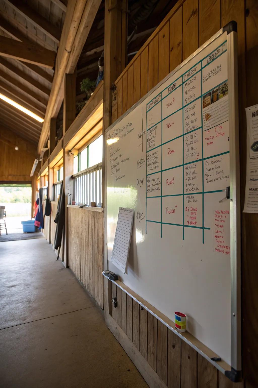 Use a convenient whiteboard to keep track of key details.