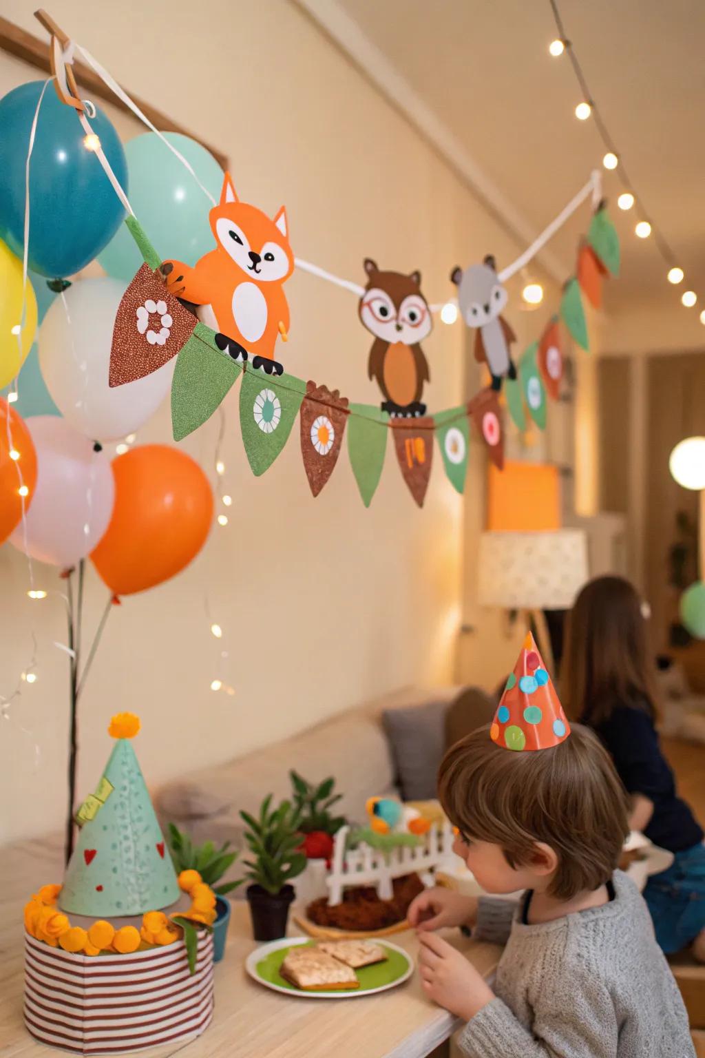 Any children's party will be made more whimsical with felt animal garlands.