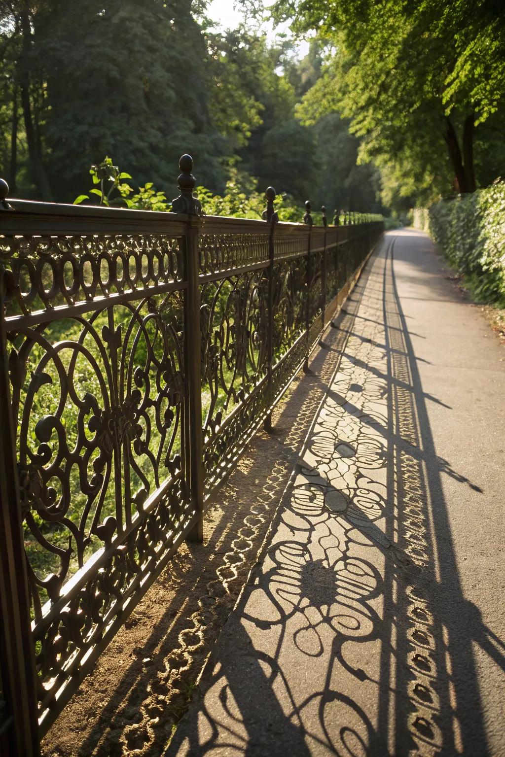 Include artistic style with intricately patterned fencing.