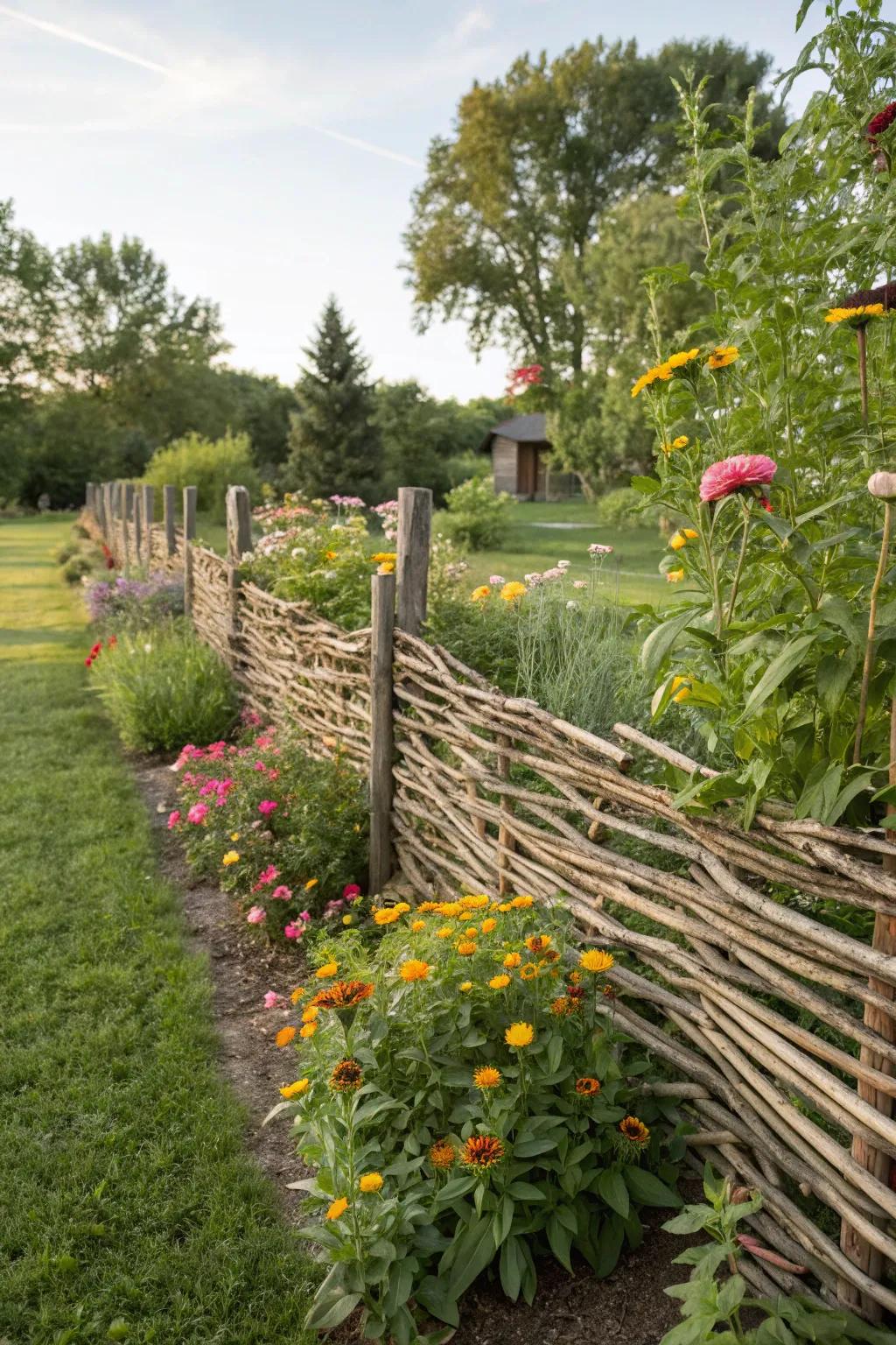Wattle fences infuse a hint of caprice into any garden setting.