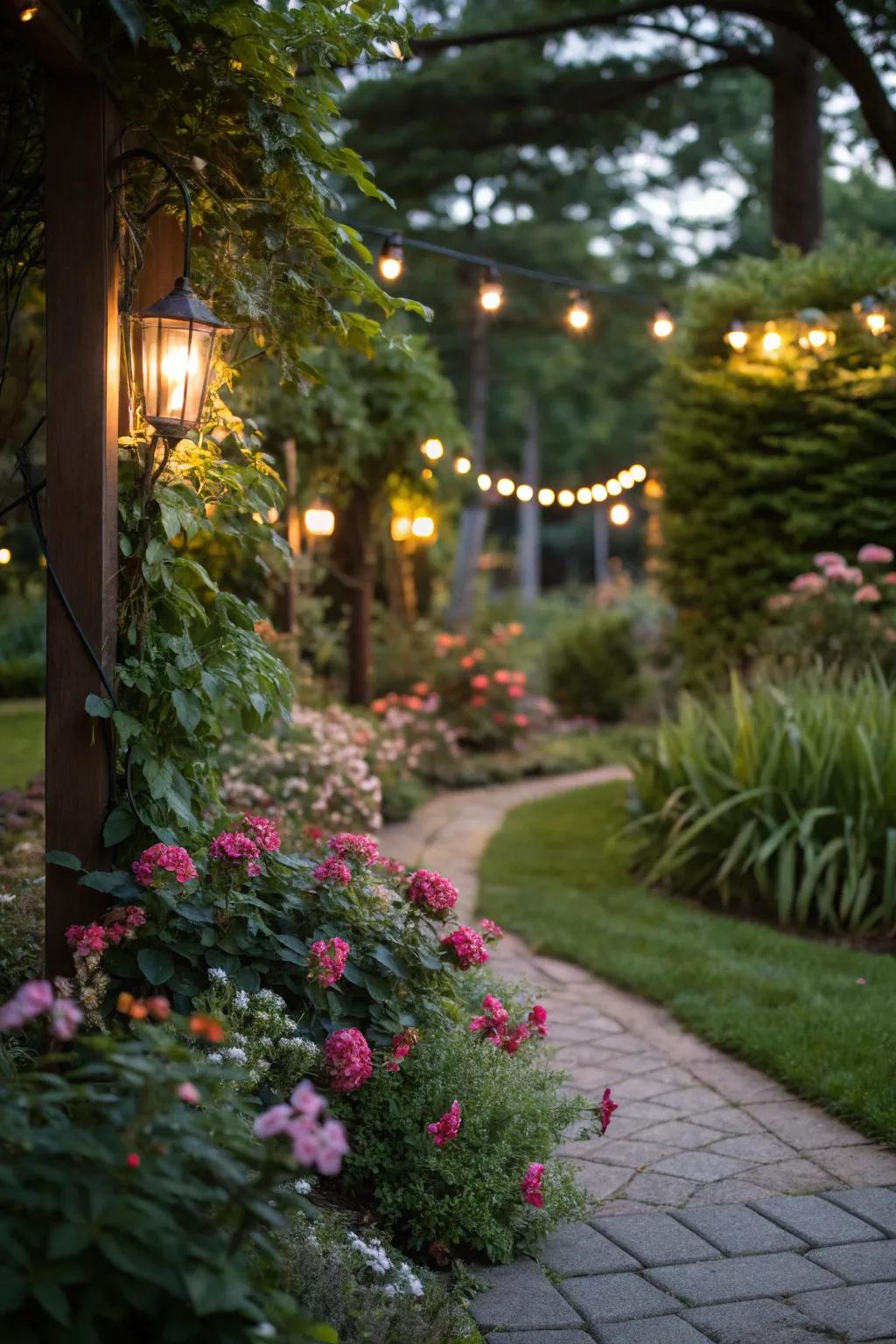 Ambient lighting enhances the charm of your garden.