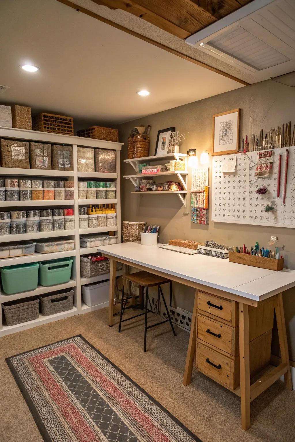 Inspire your creativity with a designated craft area.