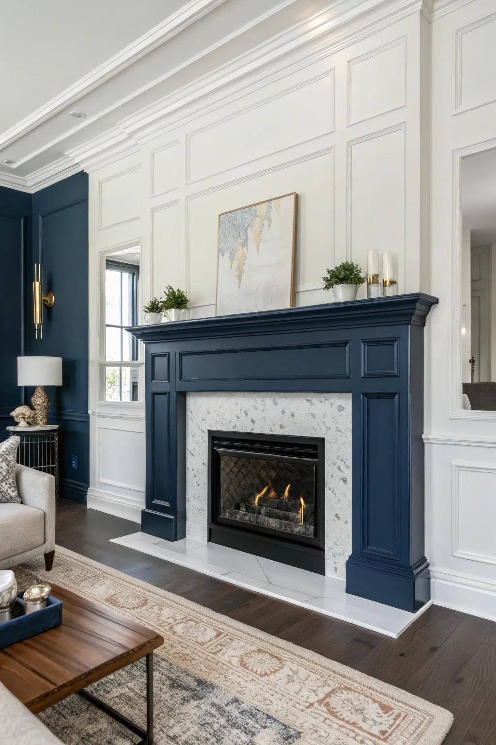 Contrasting colors can make your fireplace the star of the room.