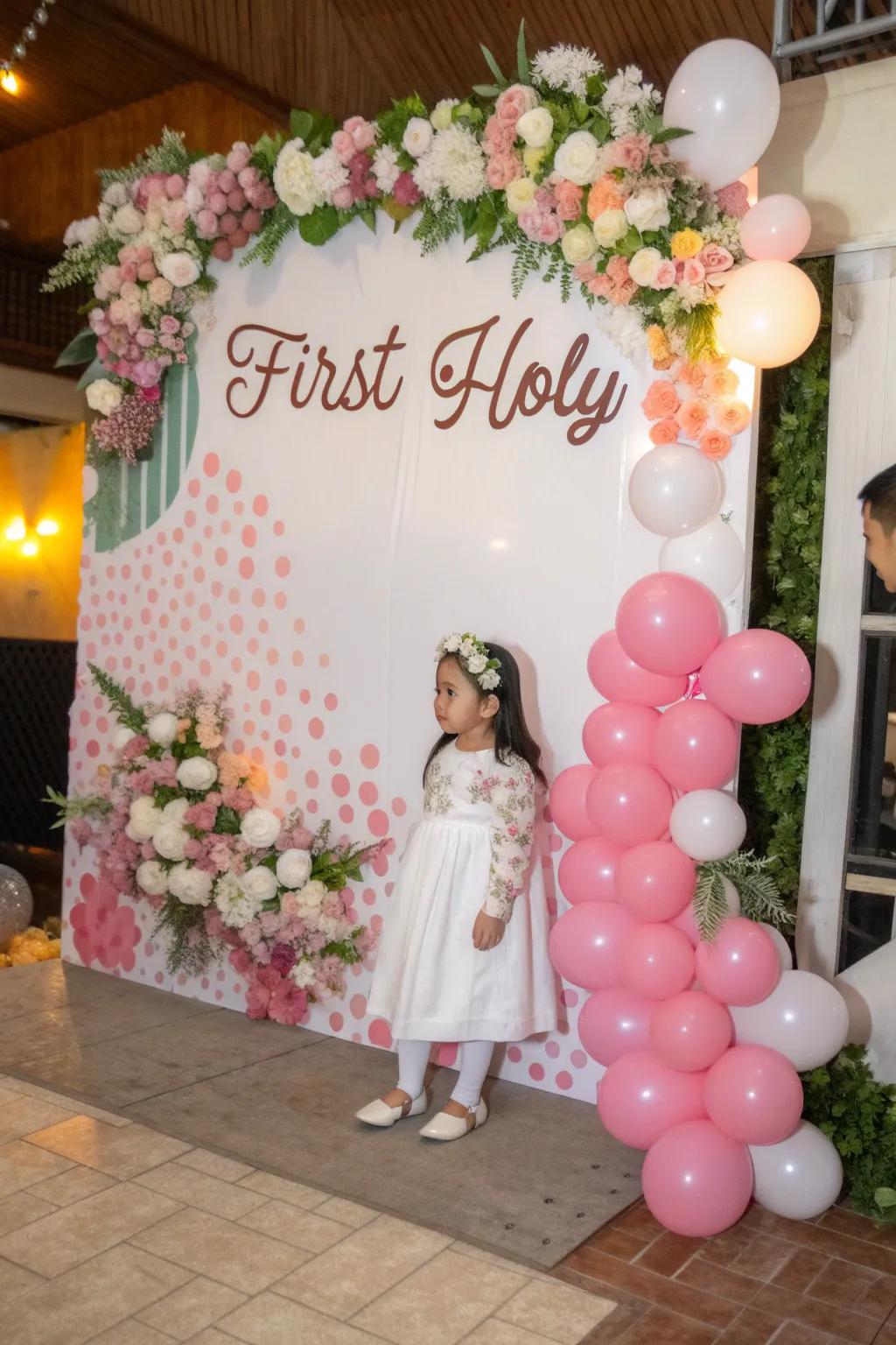 A custom background provides the perfect picture opportunity for an unforgettable day.