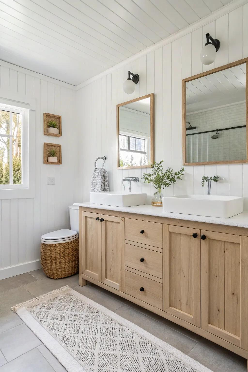 Pale and airy hues give a bathroom an open and spacious ambiance.