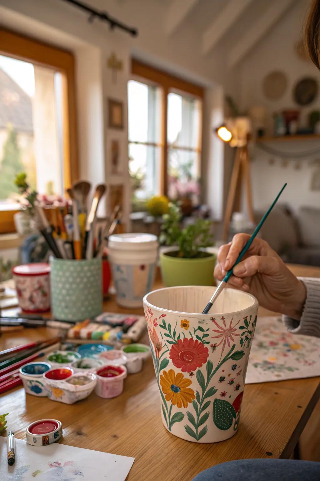 Design your own floral cup for a personal touch.