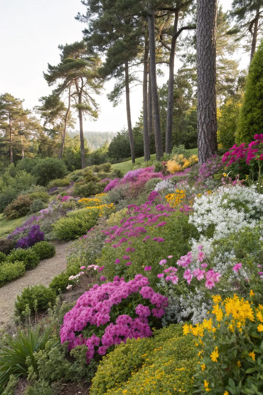 Wildflowers lending color and vibrancy to the garden.
