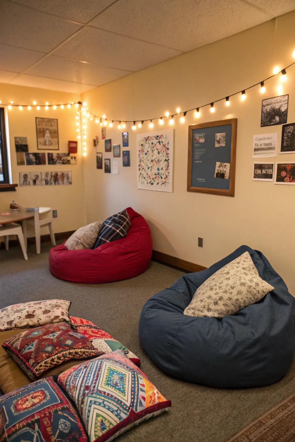 A chill zone is perfect for unwinding with friends.