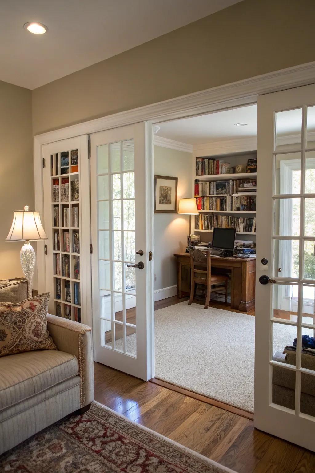 French doors as fashionable room dividers.