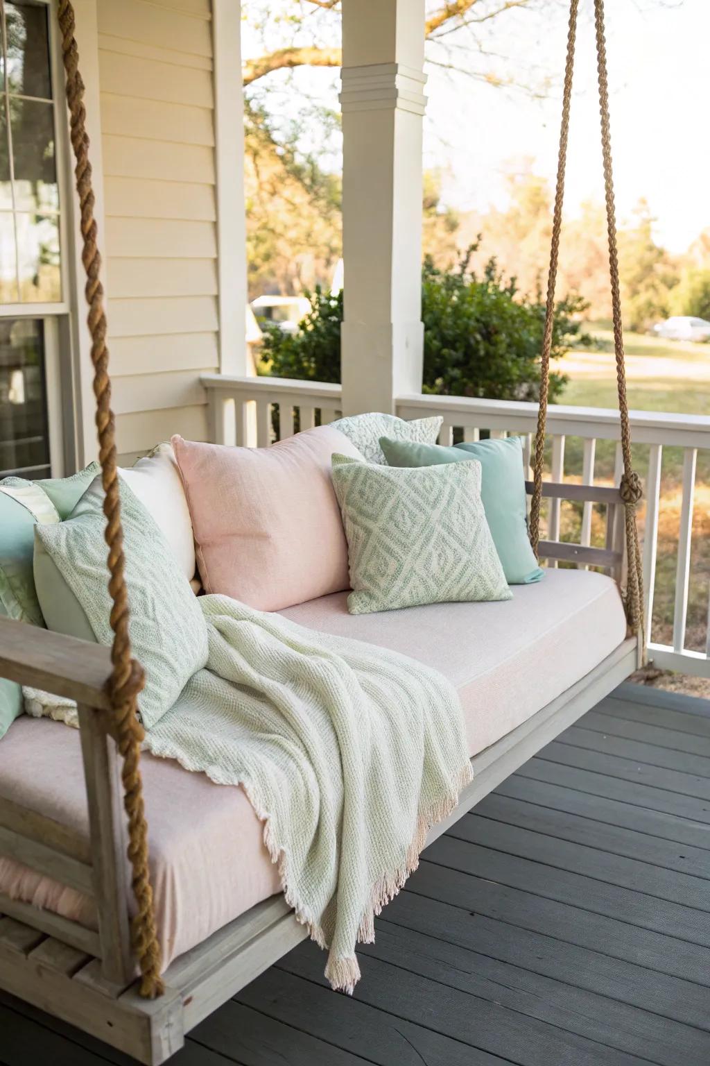 Unwind on a suspended daybed swing.