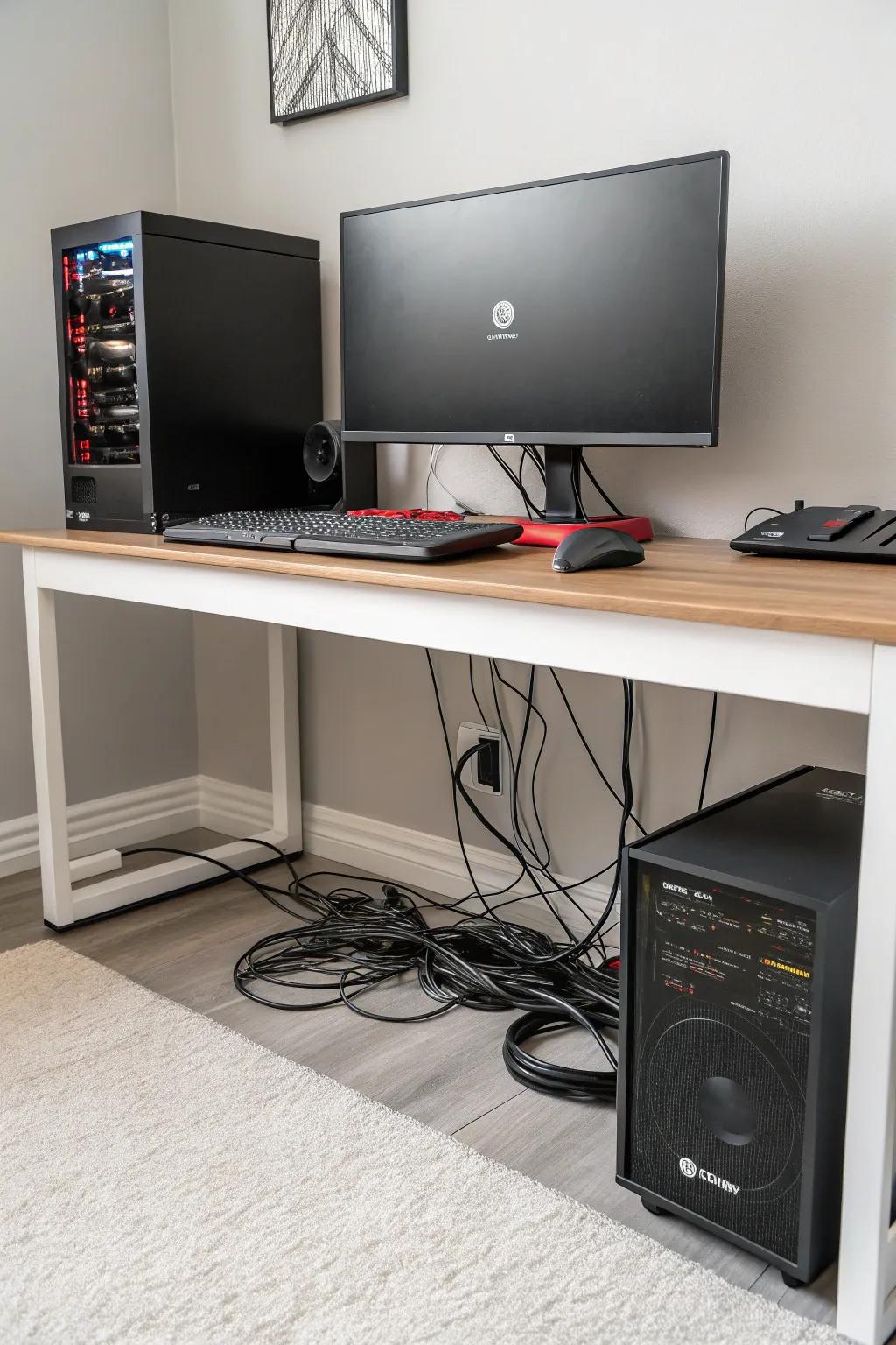 Organized cables contribute to a refined gaming environment.