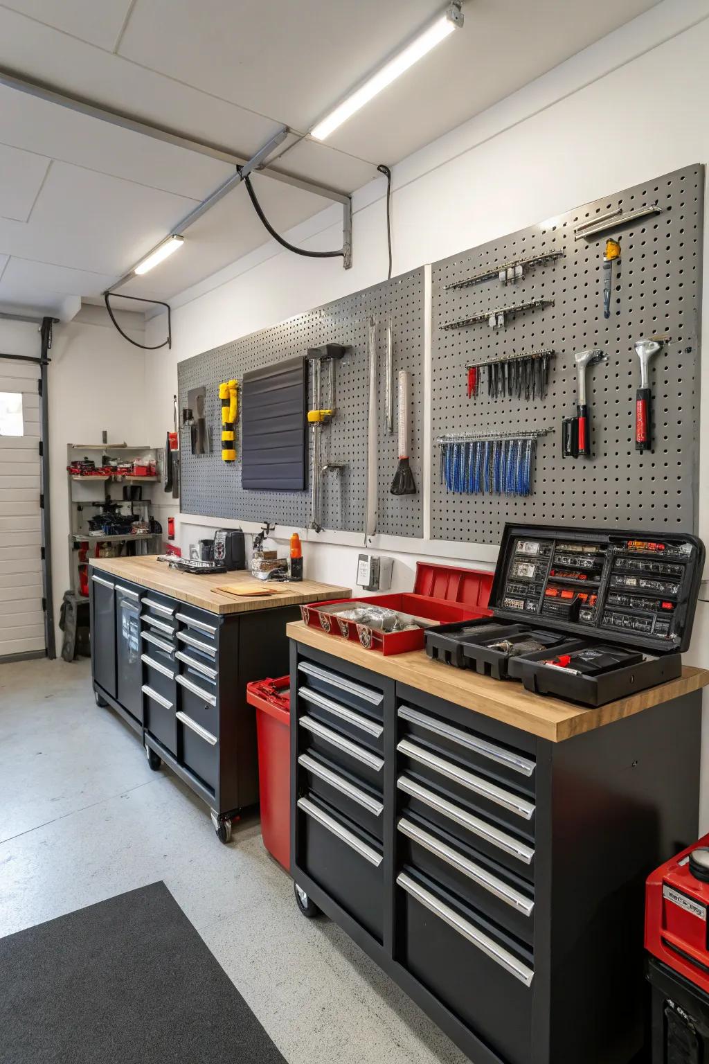 A garage workshop tailored for the committed DIY enthusiast.