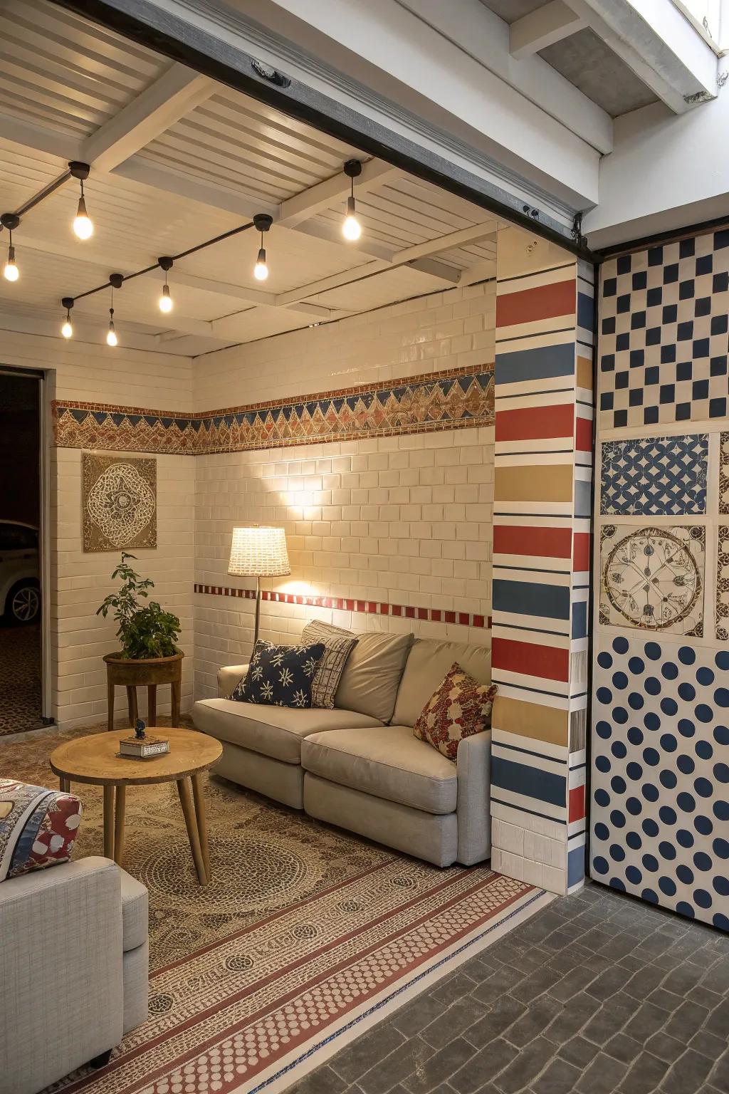 Create distinctive designs by mixing different tile patterns.