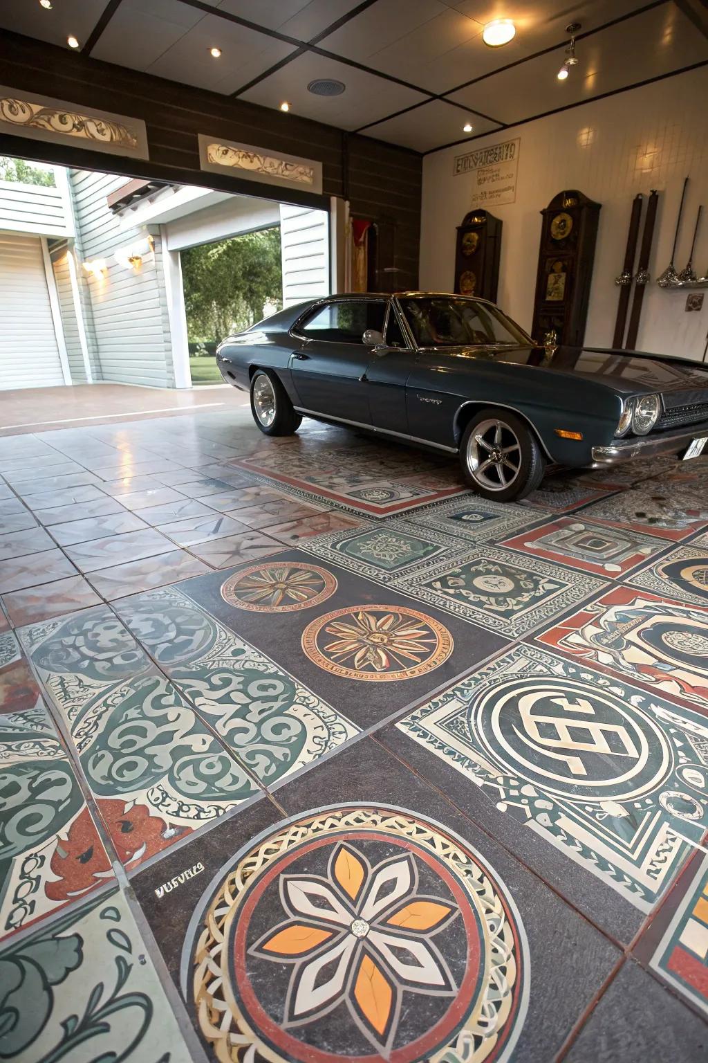 Incorporate a personal touch through bespoke patterned coverings within your garage.