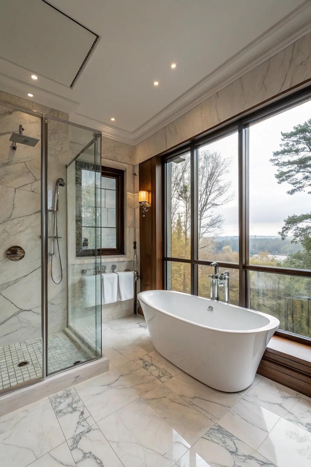 Merge luxury and practicality with a tub and glass shower mix.