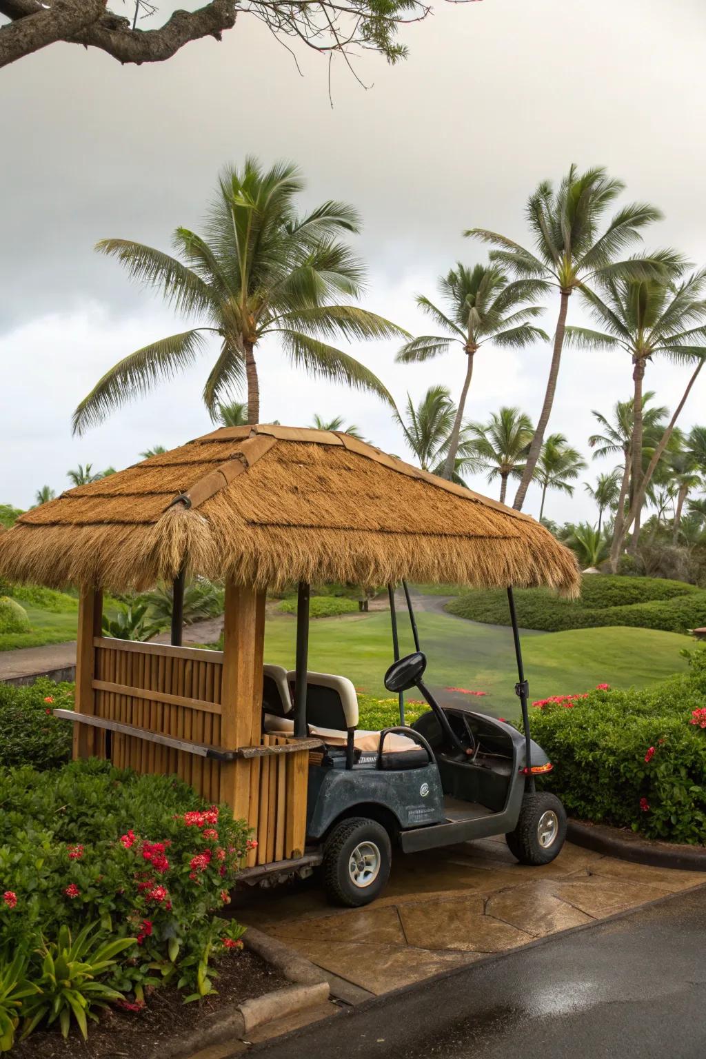 Turn your golf cart into a mobile tribal shelter for an entertaining and celebratory appearance.