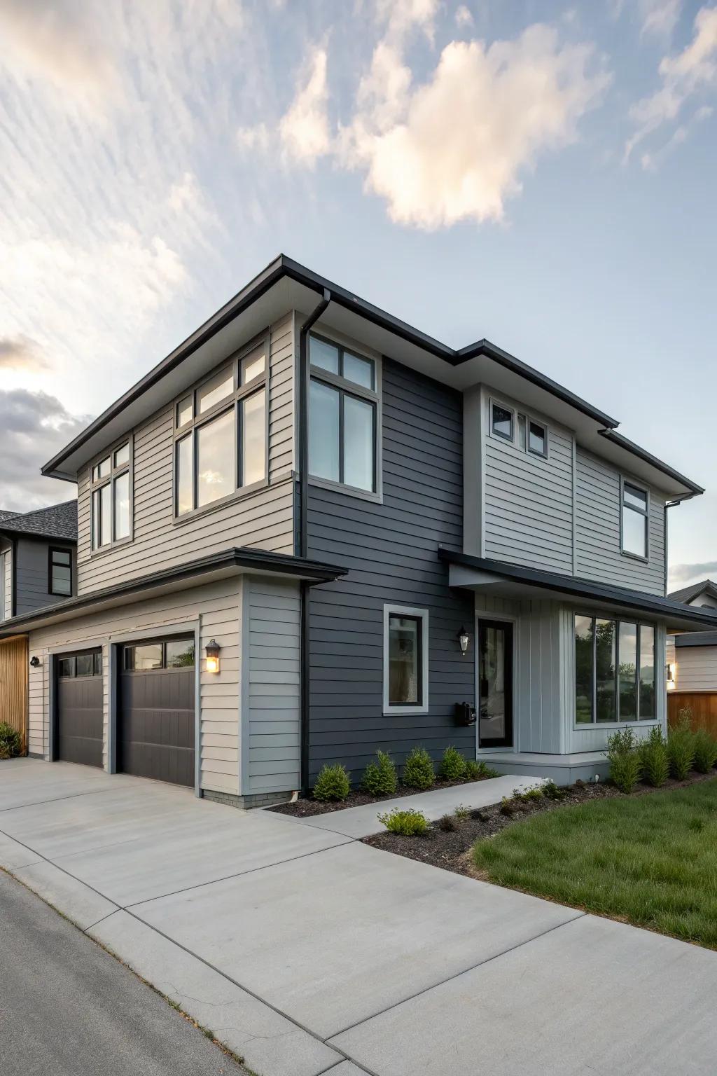 Dual-tone grey infuses visual interest and depth into any exterior.