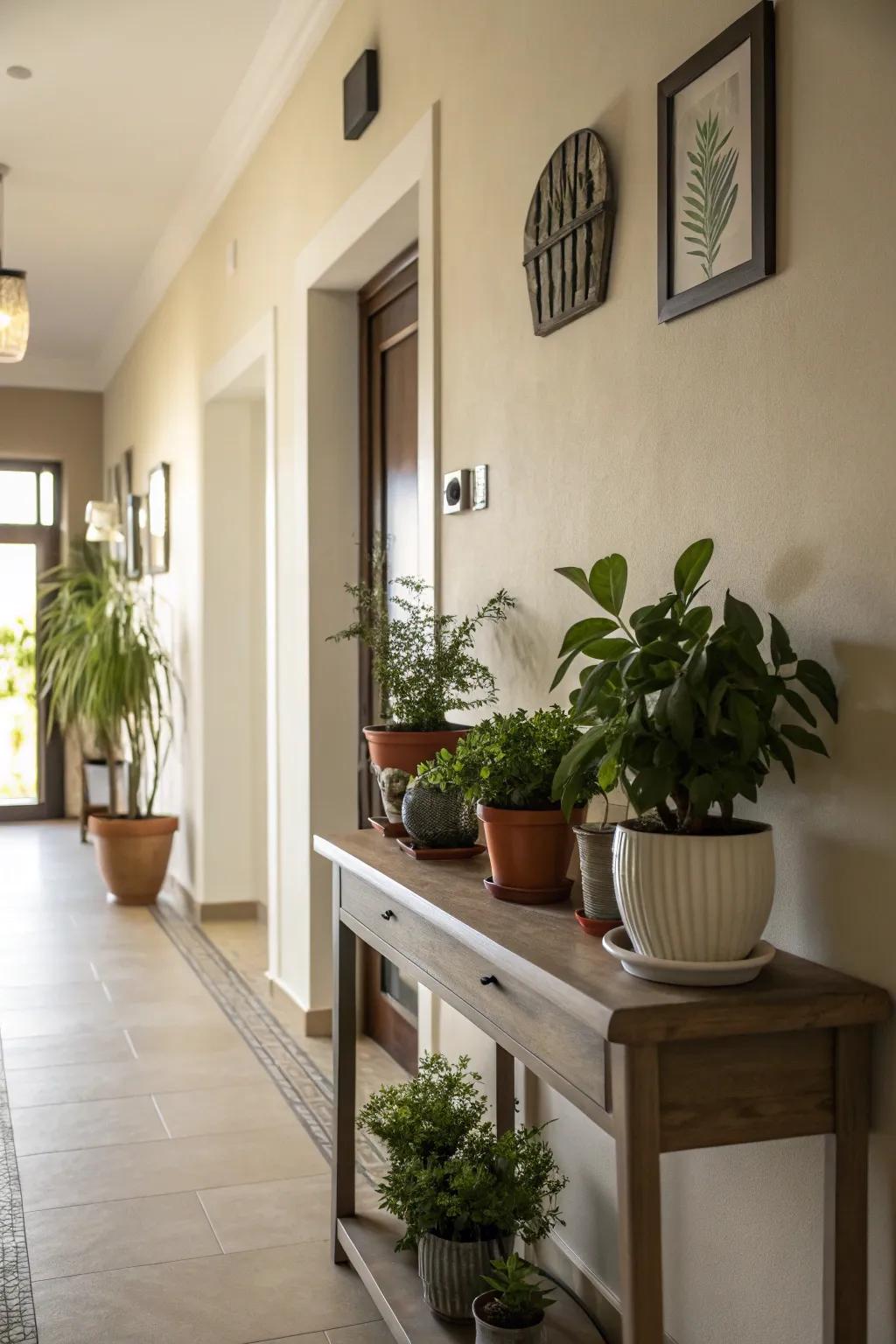 Plants bring a touch of natural beauty to your hallway.