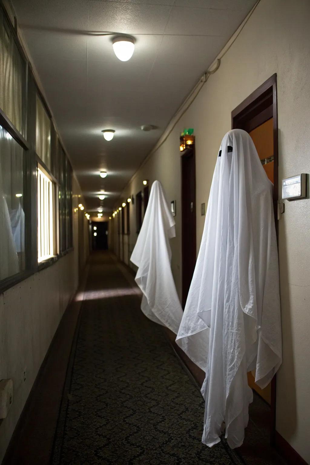 Floating ghosts offer a chilling presence.