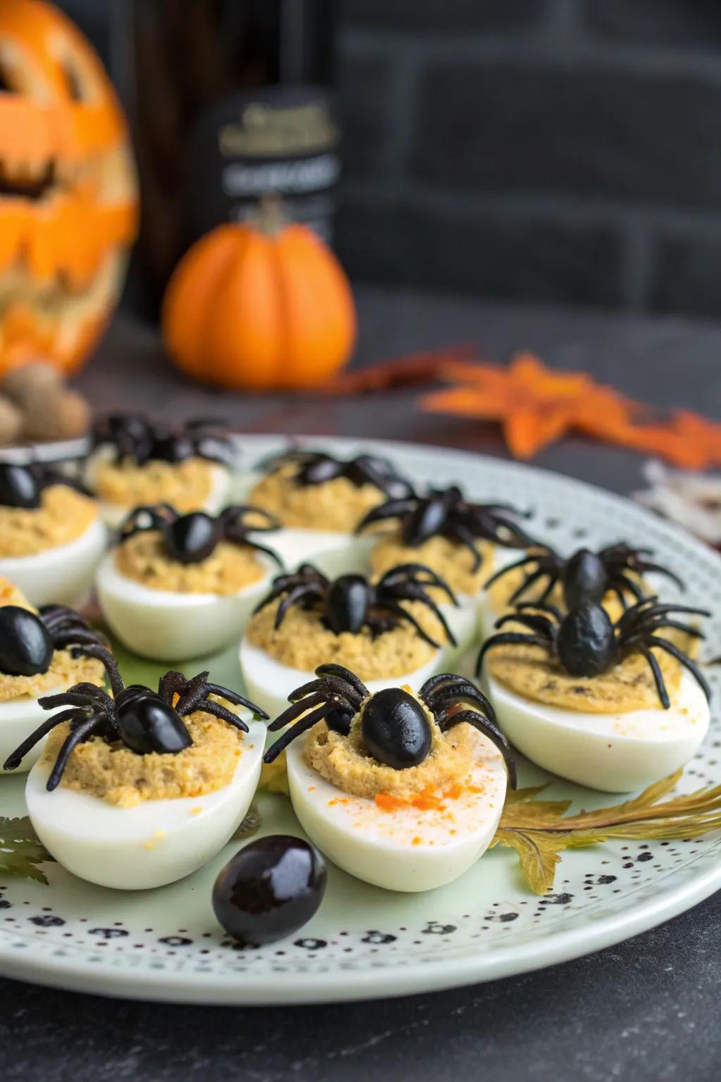 Arachnid stuffed eggs, certain to enchant.