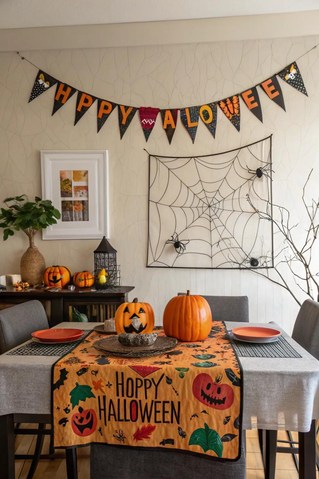The dramatic setting fully enhances the Halloween table presentation.