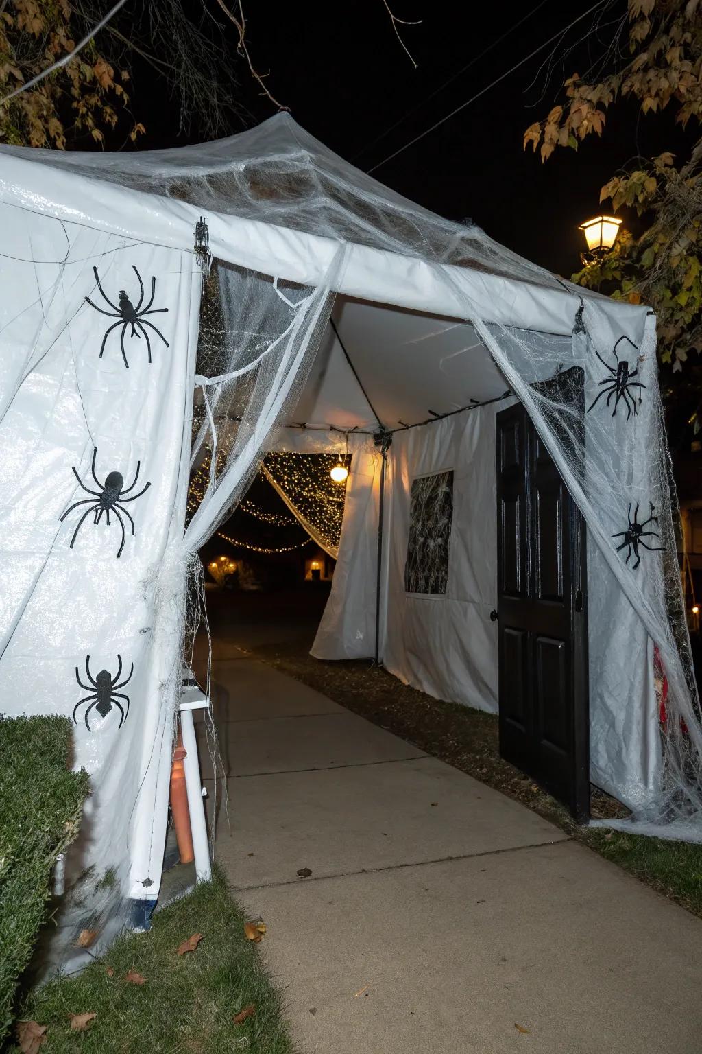 Welcome visitors with a spine-chilling haunted portal to your tent.