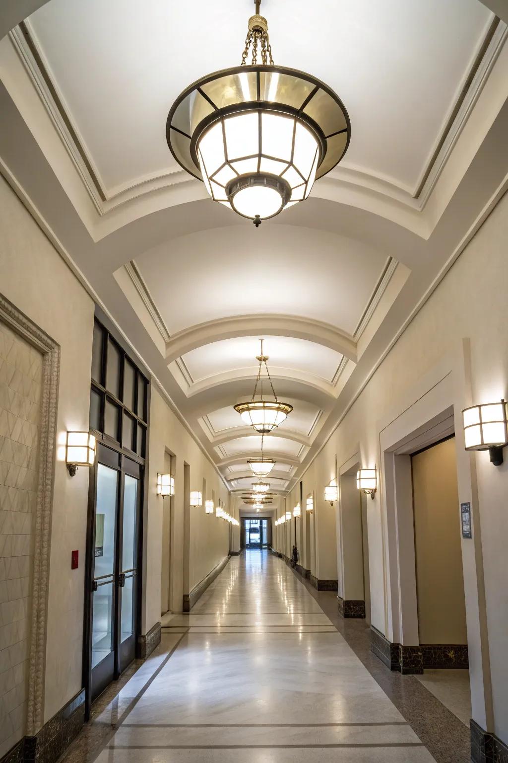 Flush mount fixtures help make compact hallways feel more spacious.