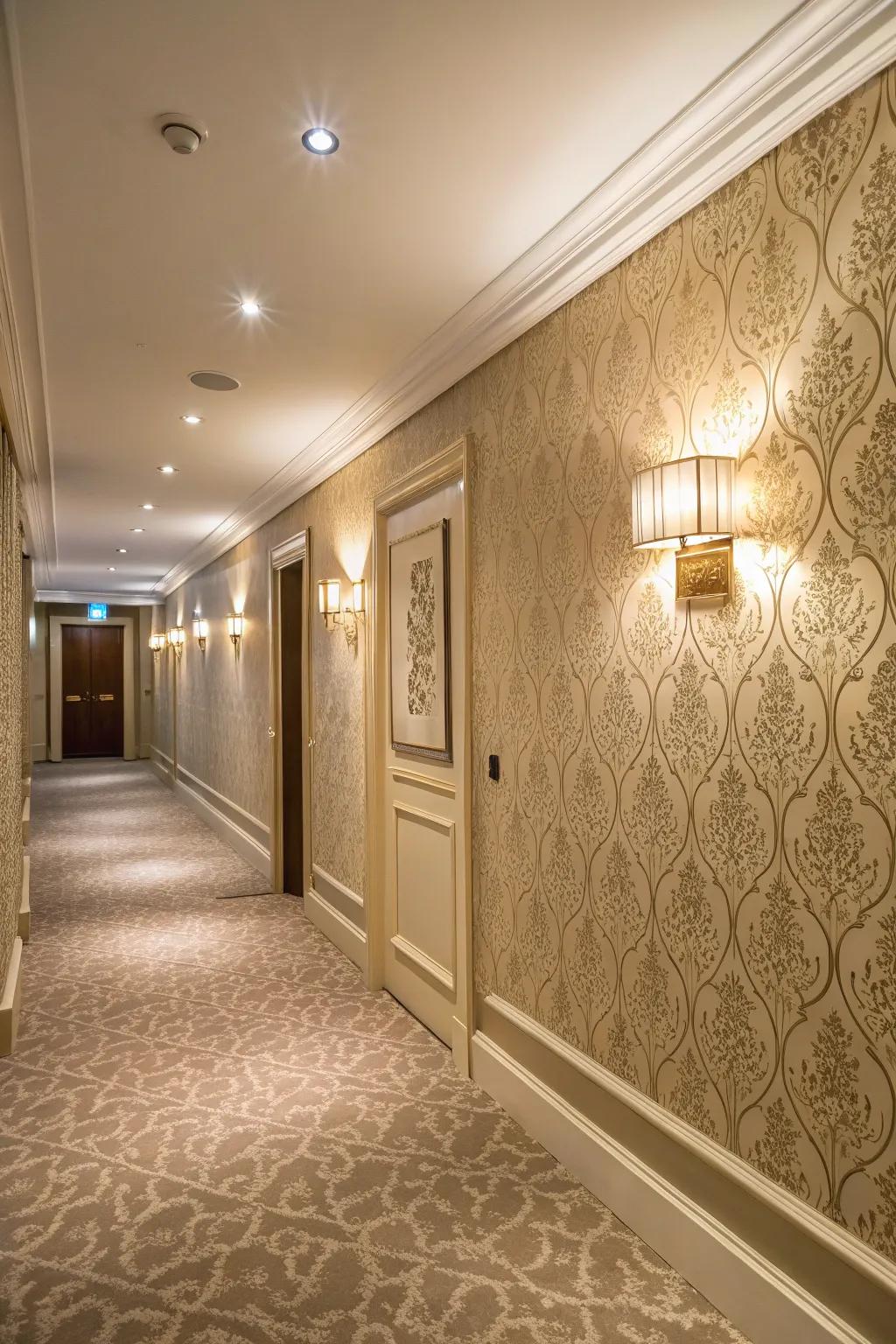 A hallway featuring lavishly crafted surface.