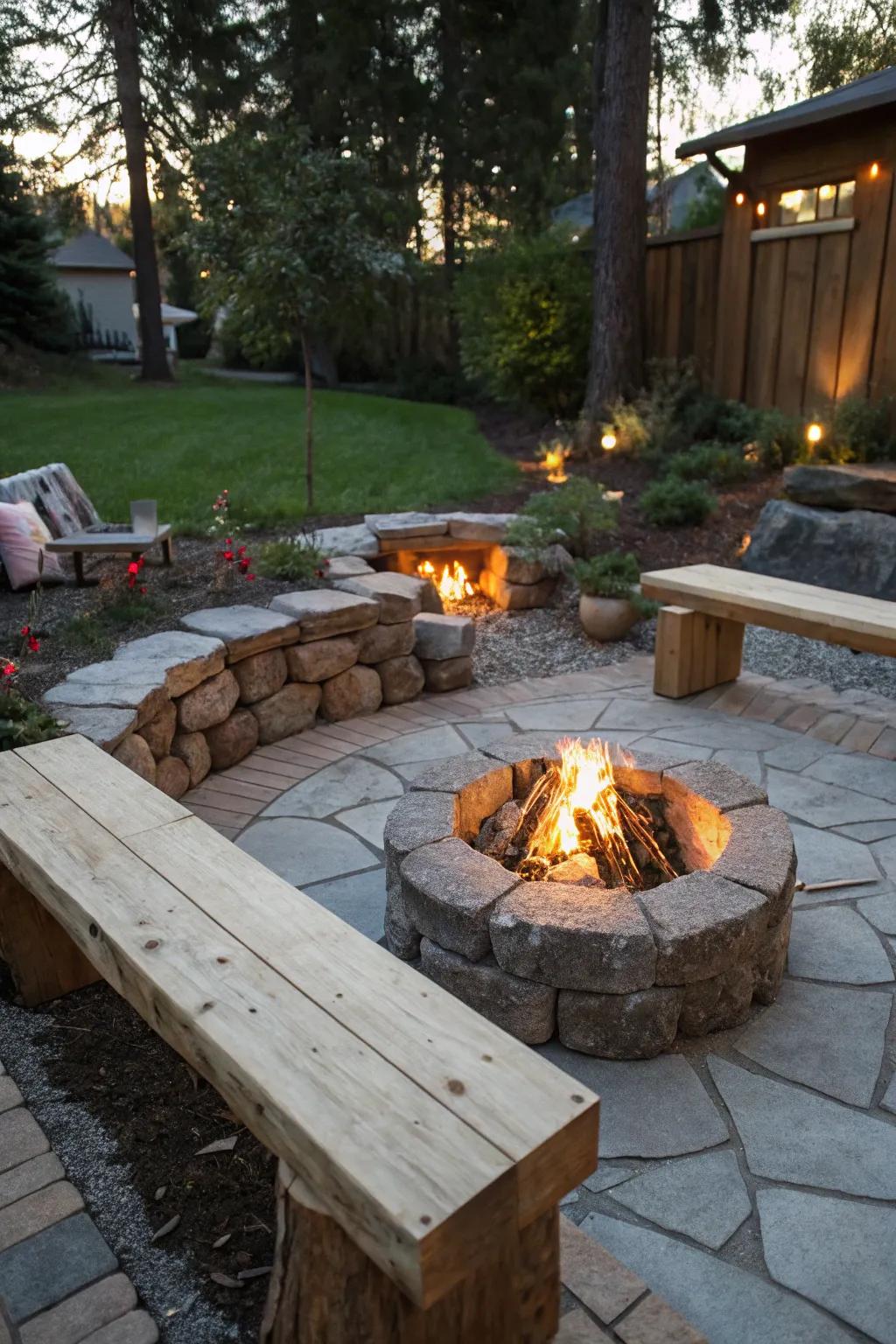 A do-it-yourself fire pit offers a comfortable environment for unforgettable get-togethers.