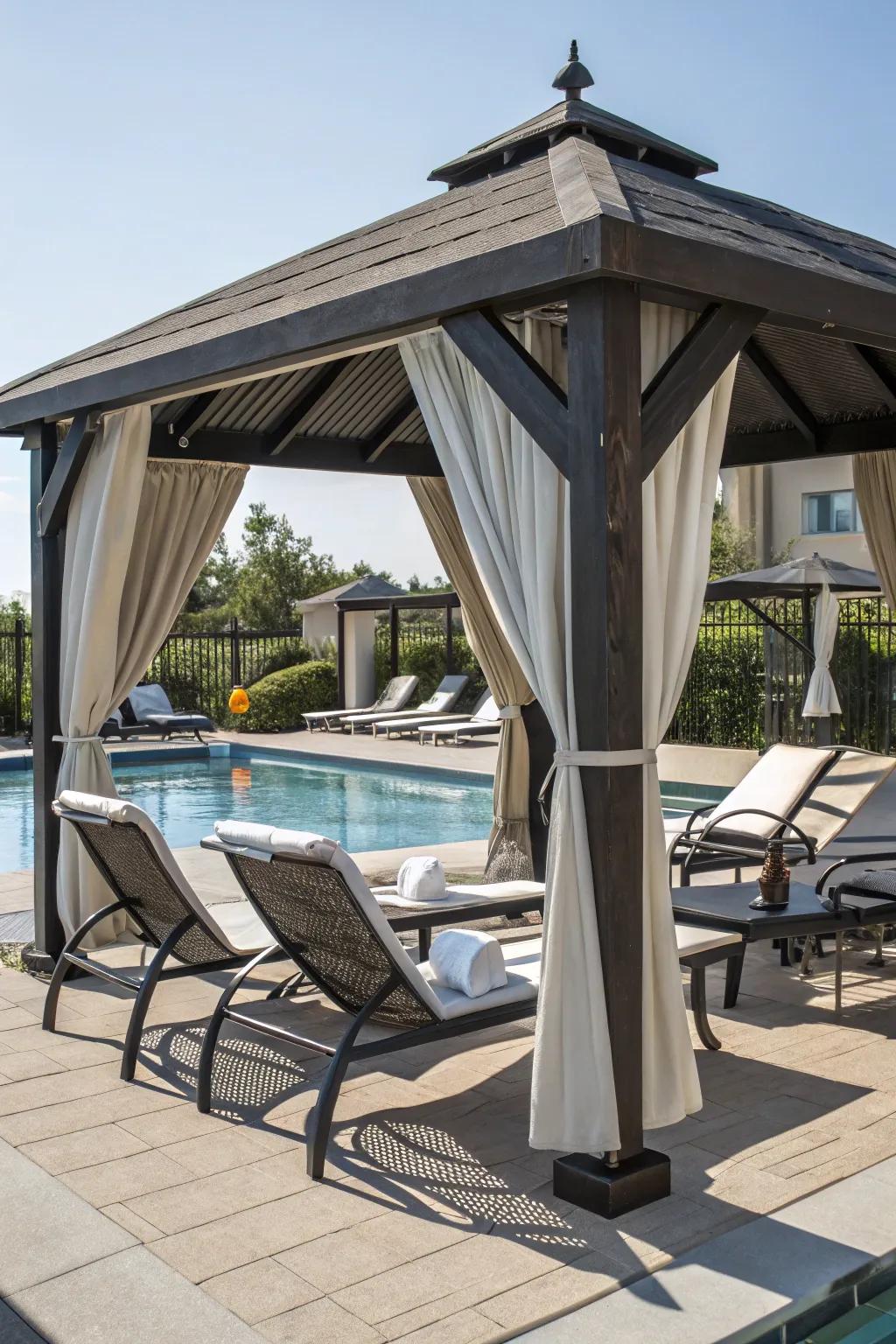 Transform your poolside into a resort-like getaway with a gazebo.