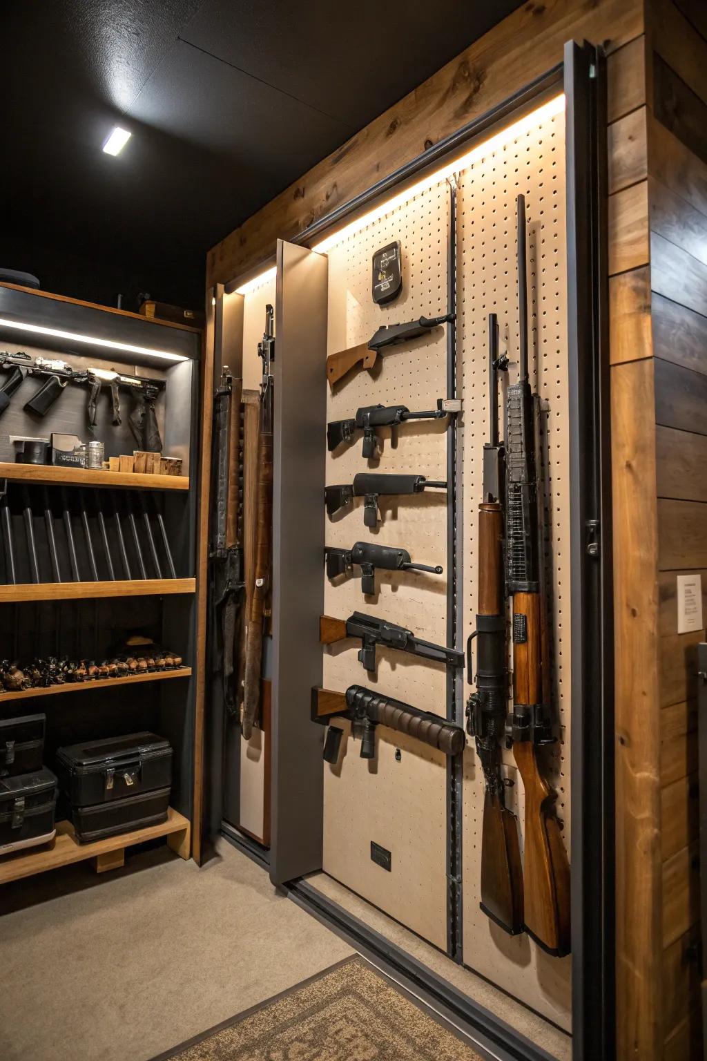 Open displays ensure easy access to your firearm collection.