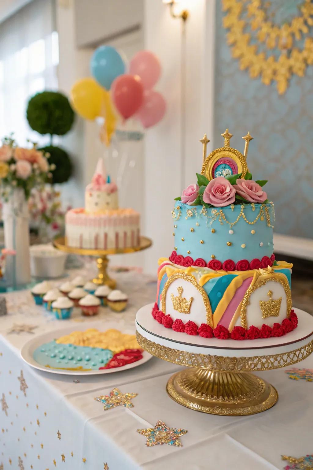 A themed birthday cake that acts as both a sweet treat and decoration.