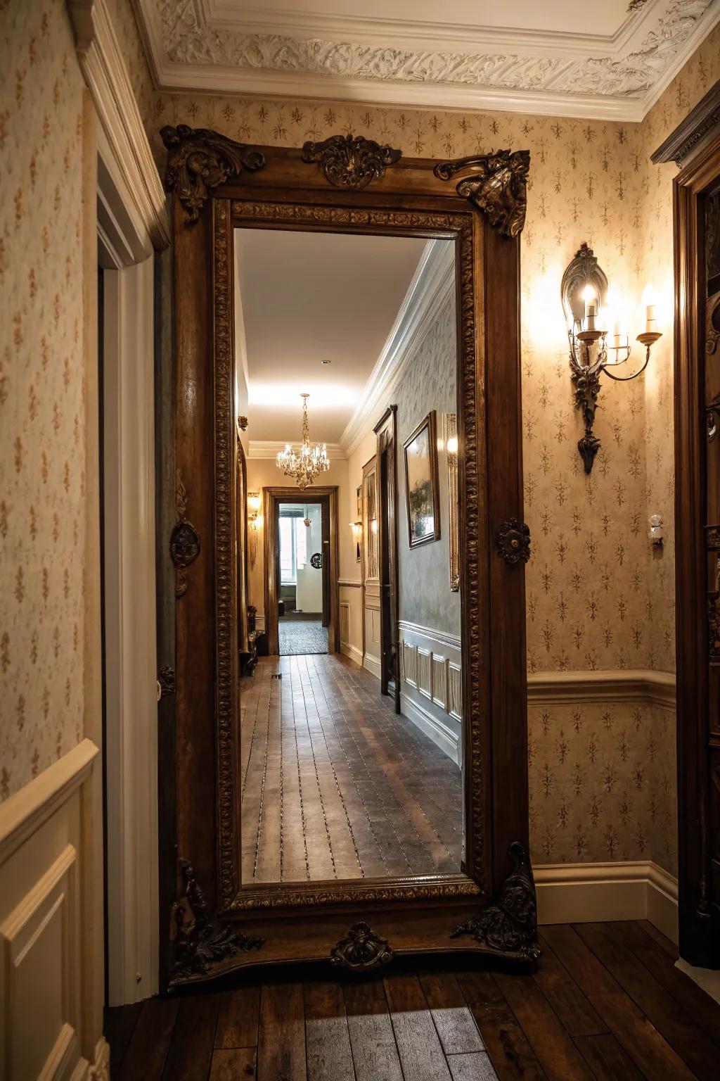 Mirrors enhance the sensation of space by reflecting light and adding depth.