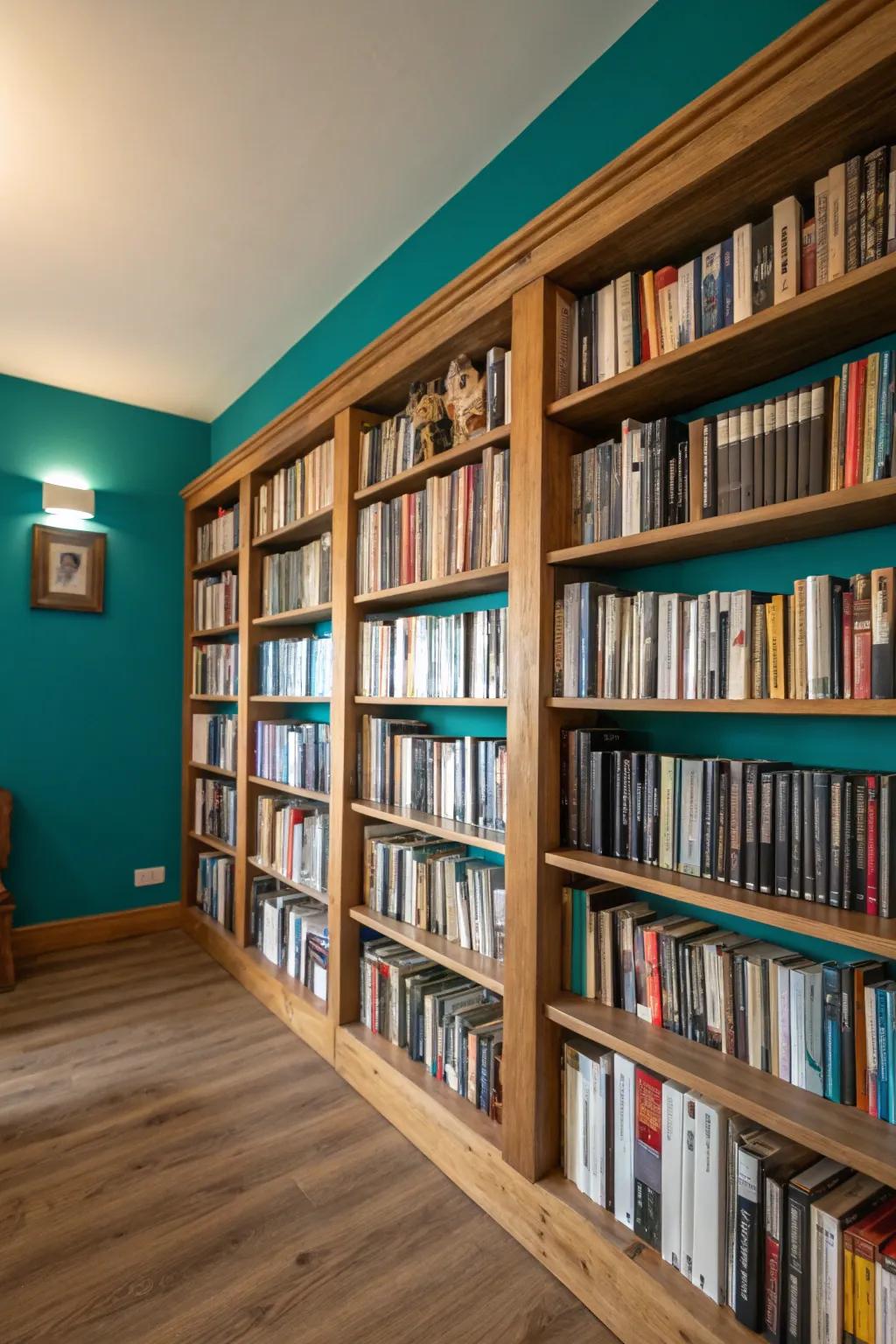 A colorful background boosts the library's atmosphere.