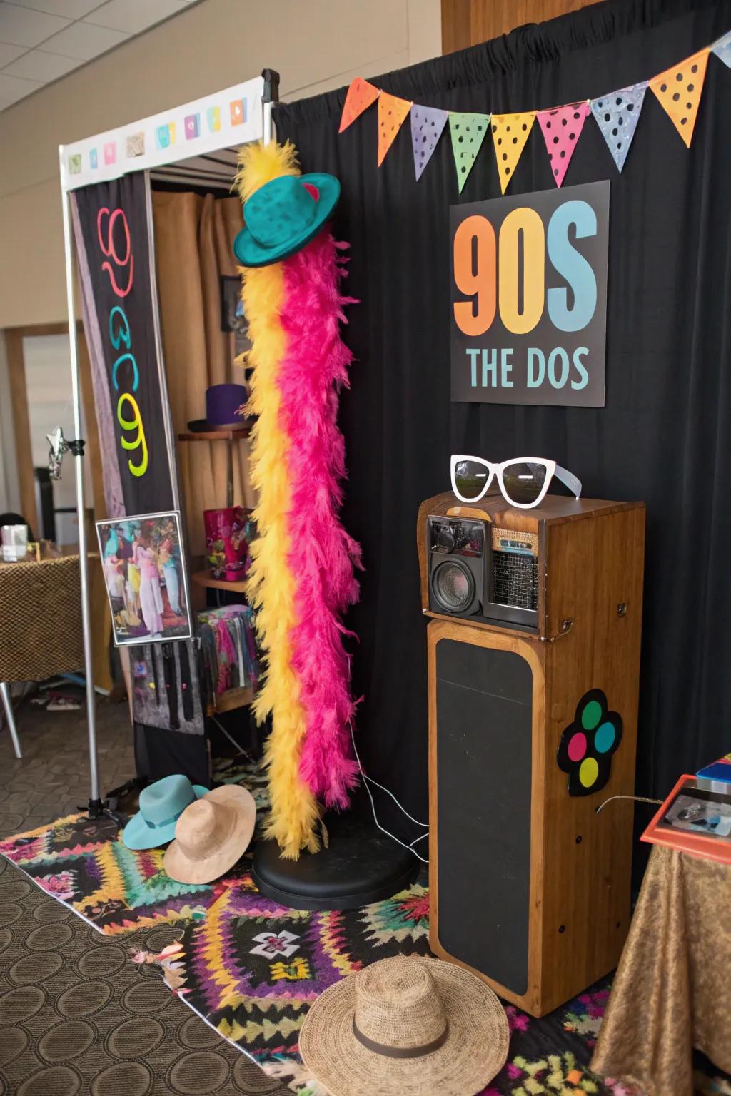 Capture amusing snapshots within a retro 90s-themed booth.