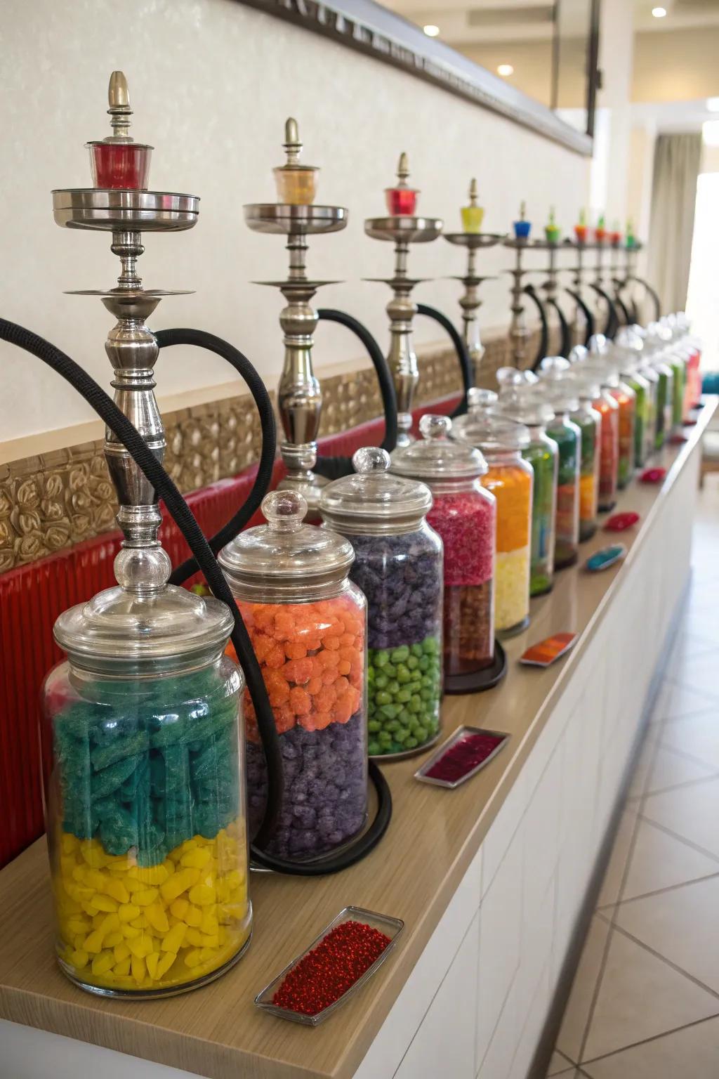 Glass jars keep tobacco fresh and add an elegant touch.