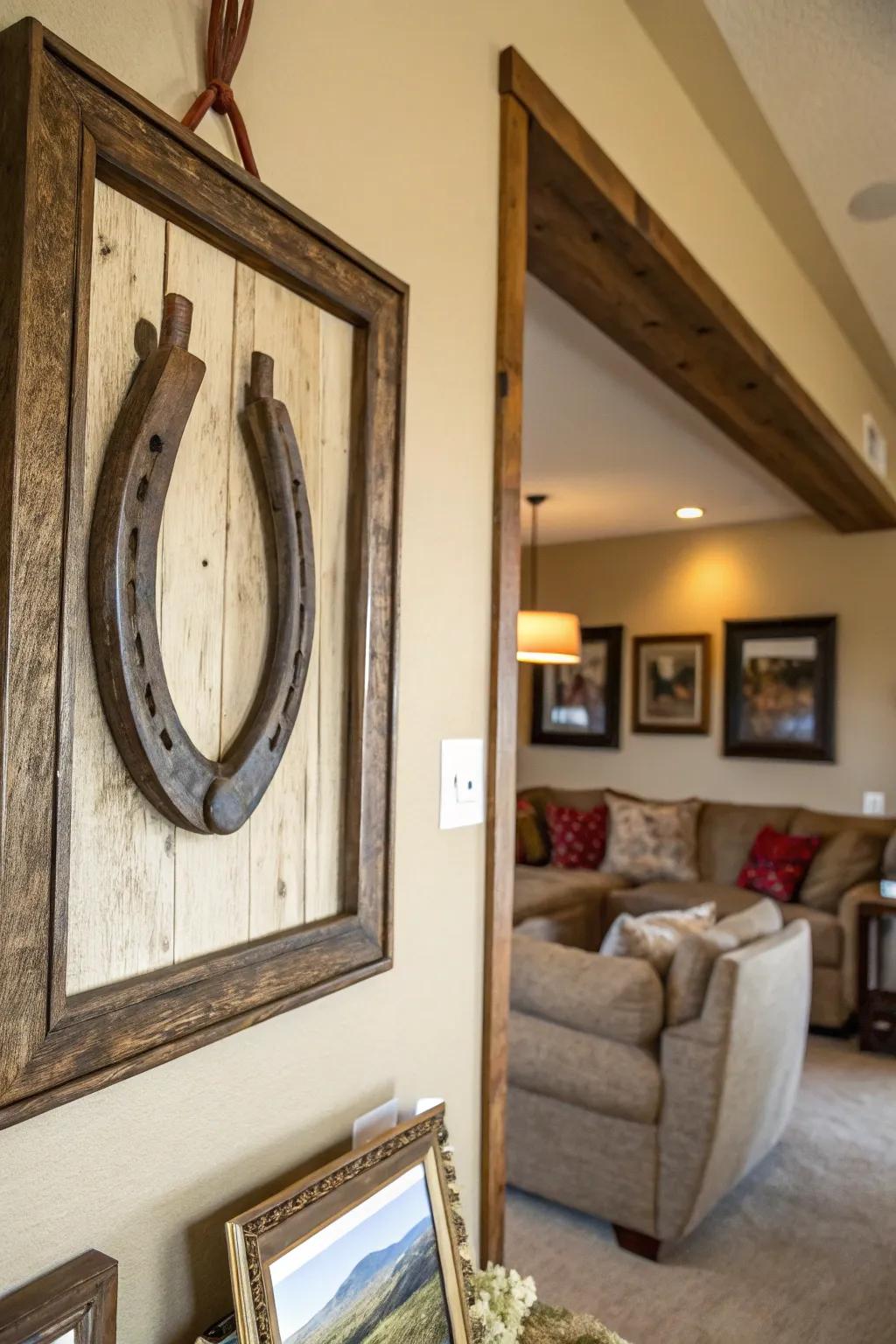 A horse collar reinvented as a lovely picture surround.