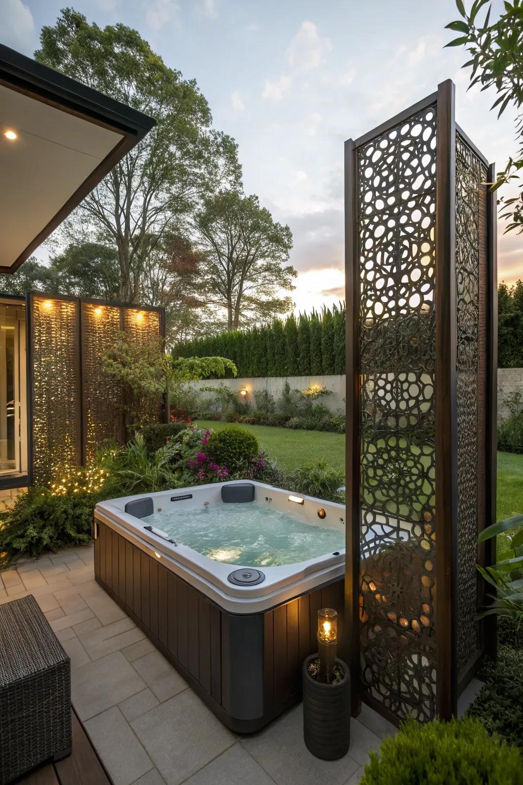 Seclusion dividers provide tranquility and seclusion for your hot tub vicinity.