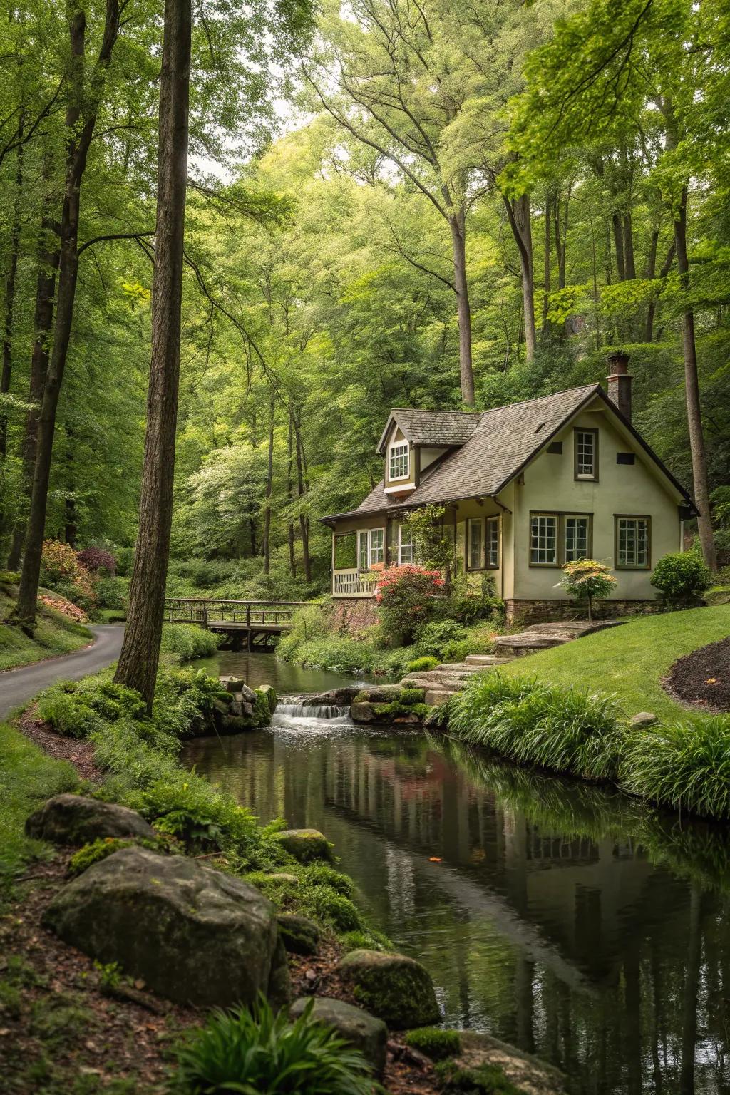 A tranquil retreat situated by the edge of the water.