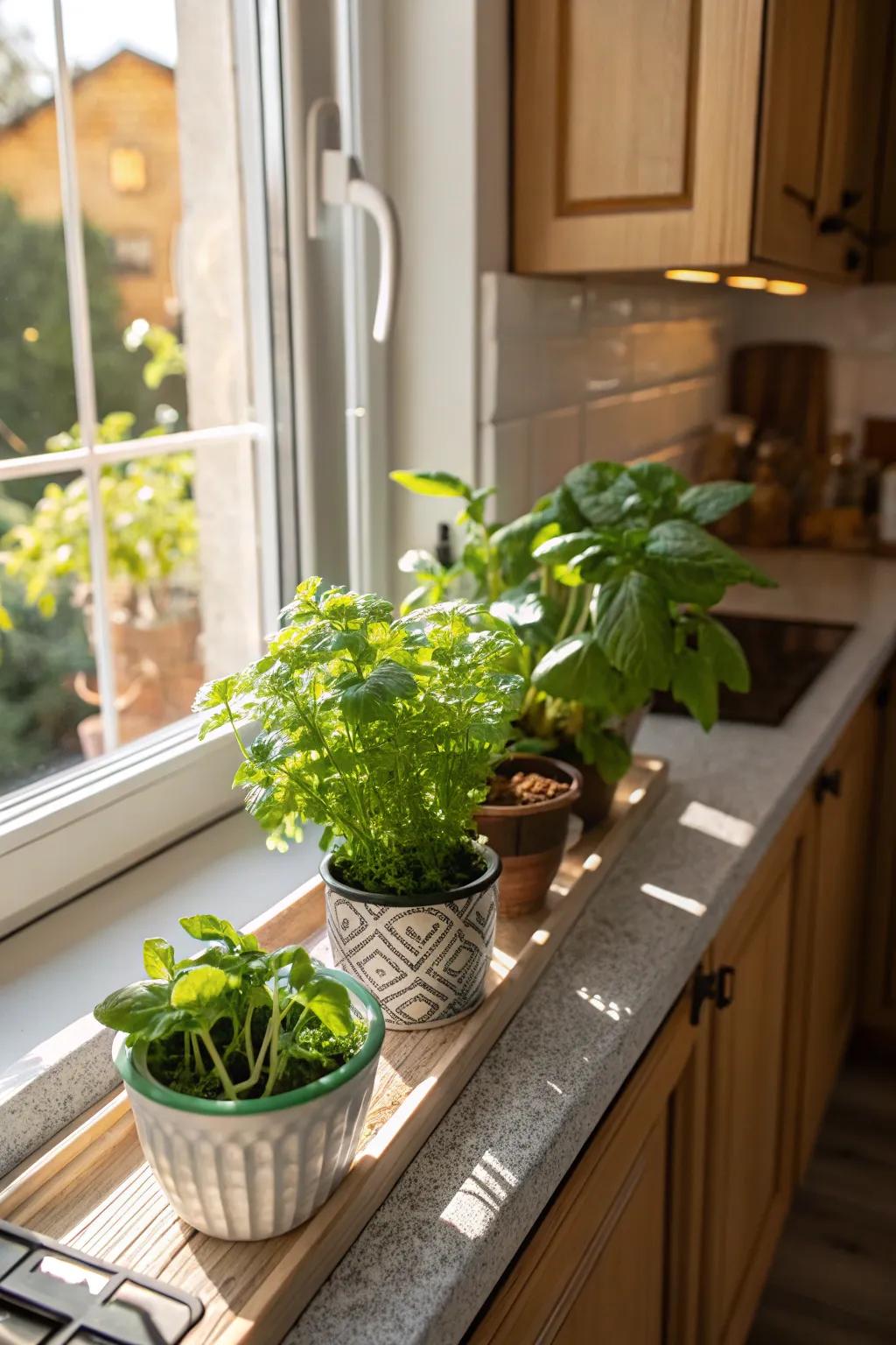 An herb garden kit that introduces fresh flavors and greenery into a home.