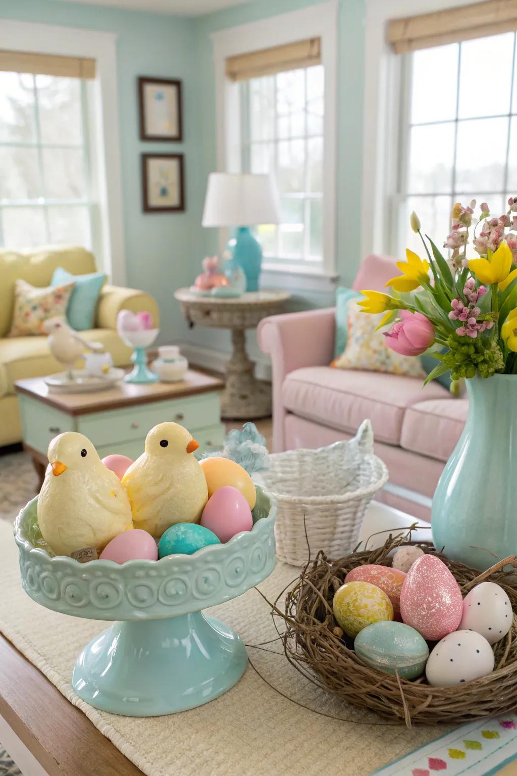 Seasonal accents give a playful accent to the decorations.