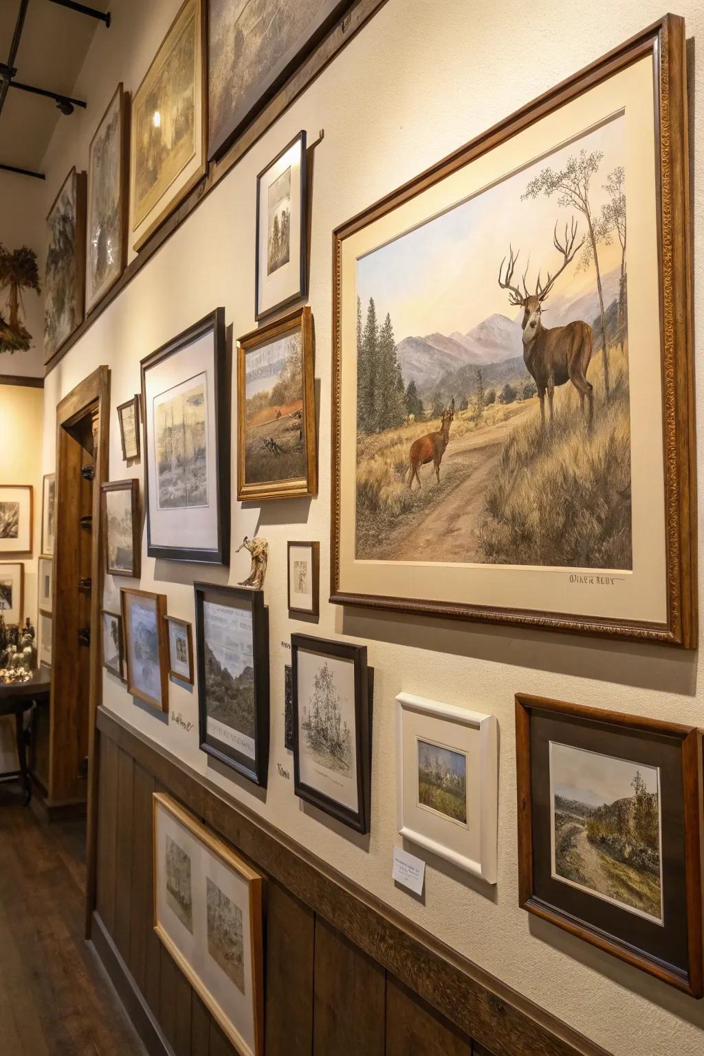 Displayed artwork brings a personal essence to the space and infuses it with a sense of history.