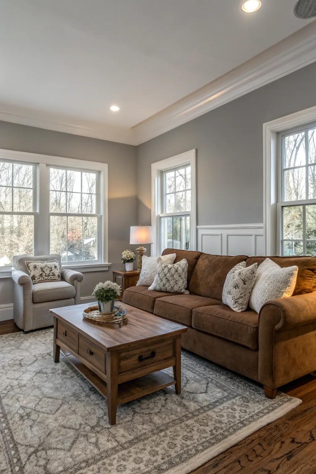 Neutral hues craft a harmonious and calming environment.