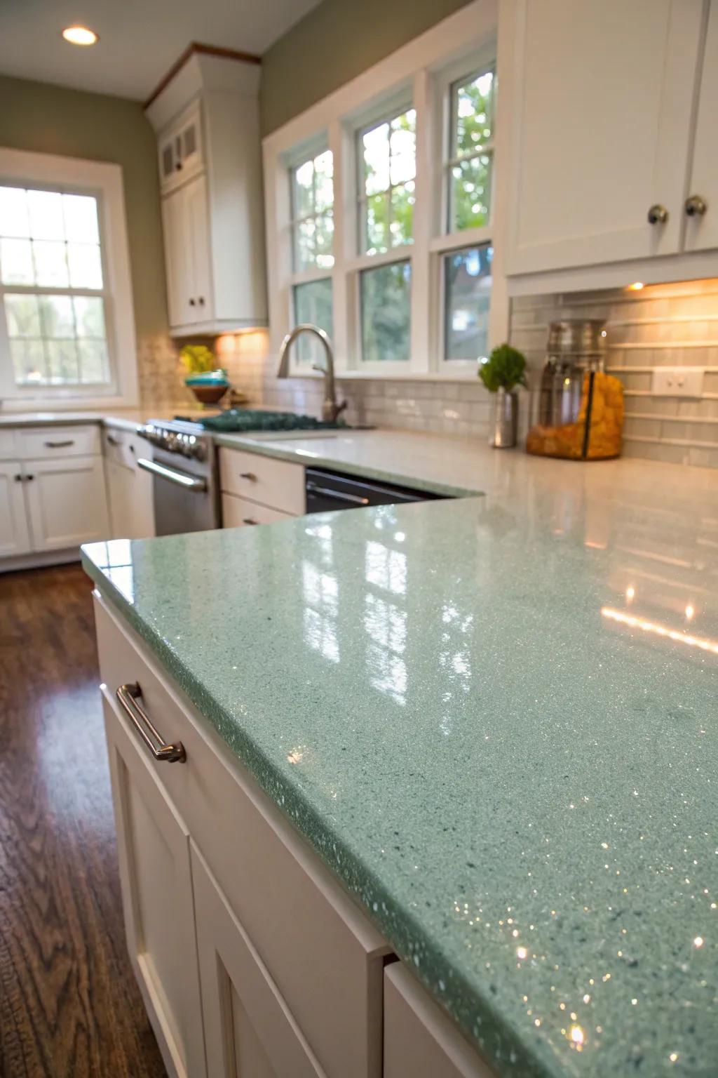 Recycled glass countertops deliver an exceptional and sustainable kitchen solution.