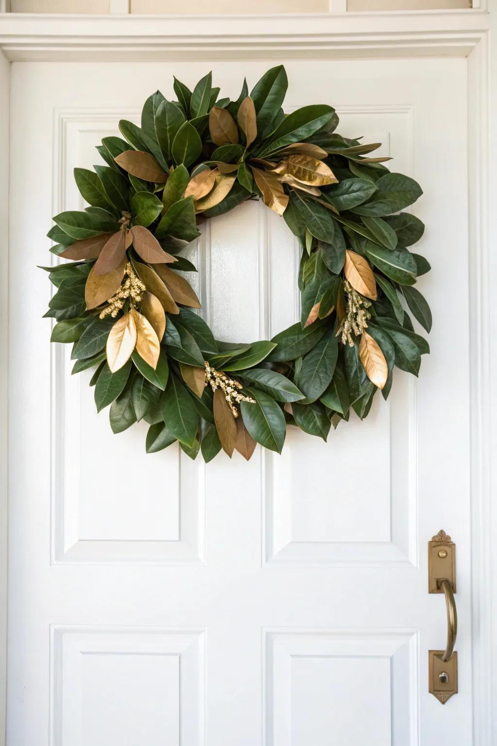 A touch of refinement to your garland is achieved using golden magnolia foliage.