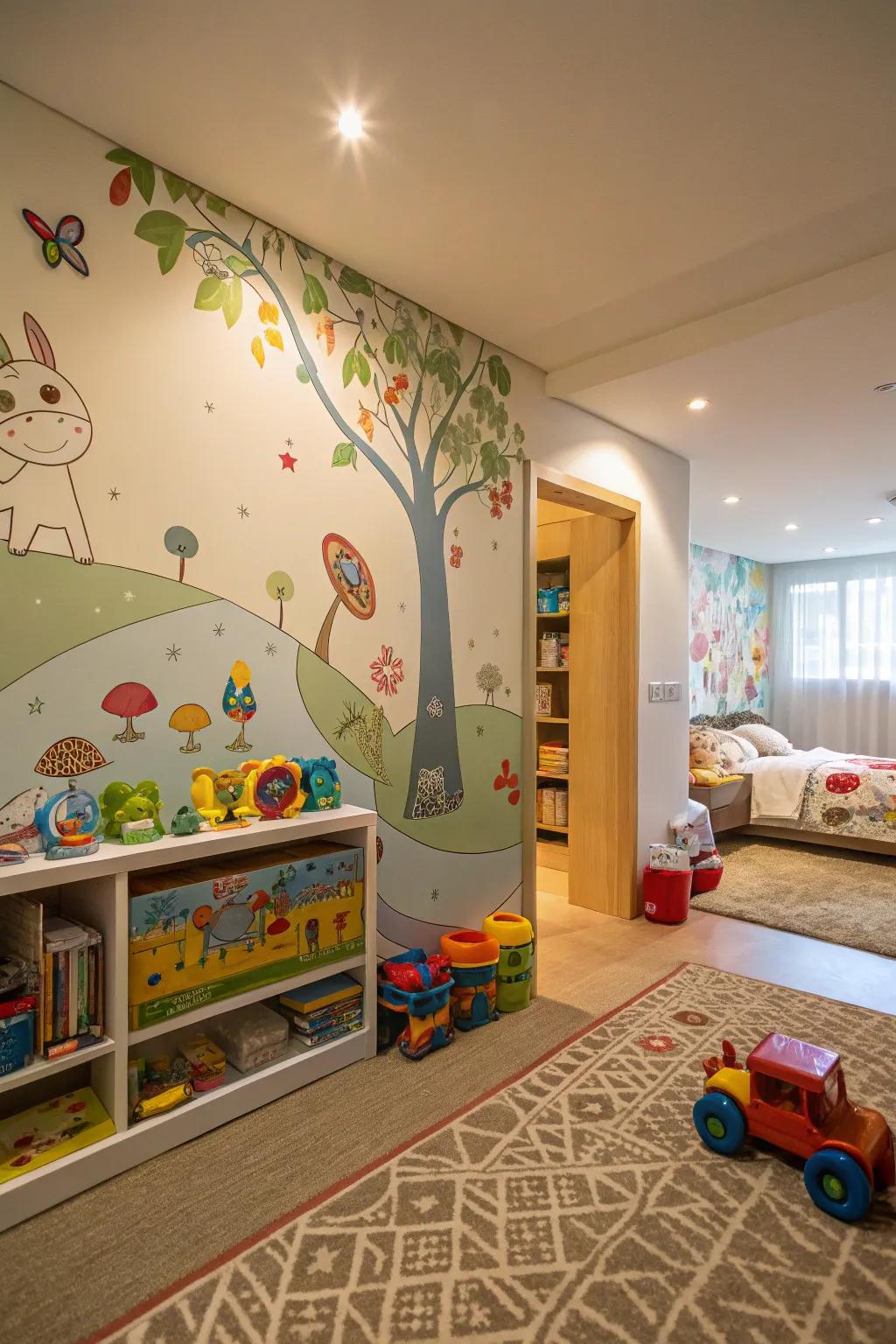 An inventive illustration adds a personalized touch to any kid's room.