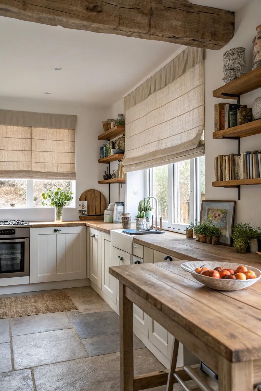 Flax shades impart texture and warmth.