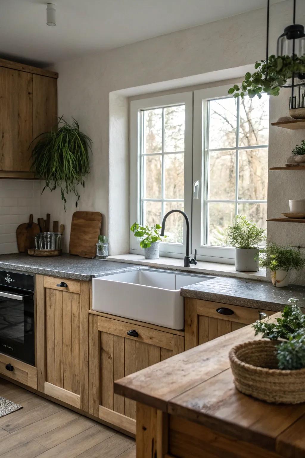 A balanced fusion of styles over the sink.