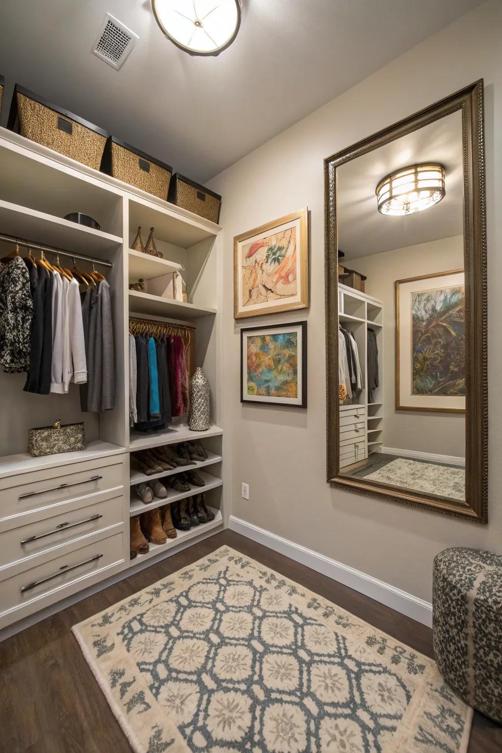 Decorative accents give your closet space personality and improve it.