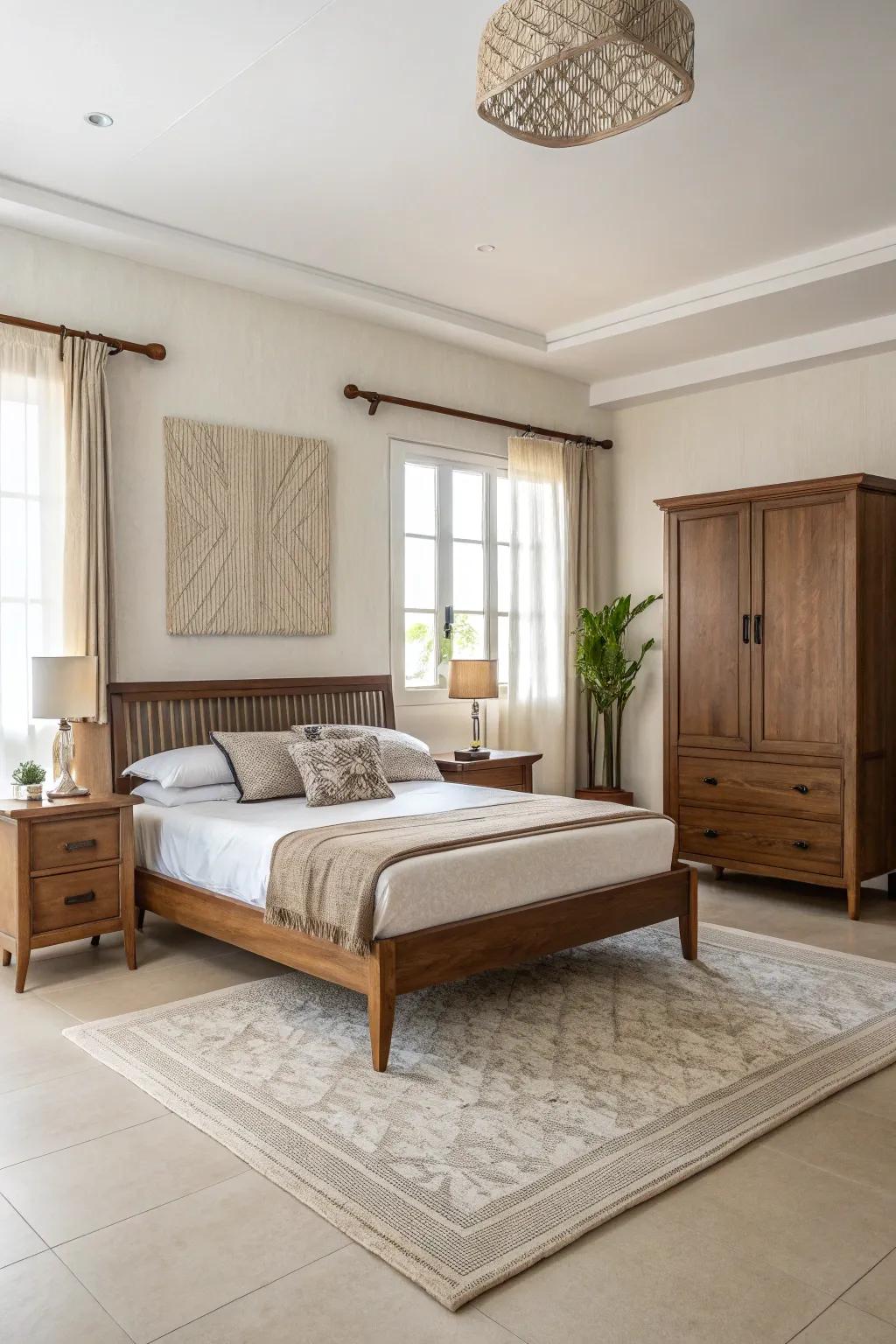 Simple, refined furniture preserves the space's uncluttered and peaceful nature.